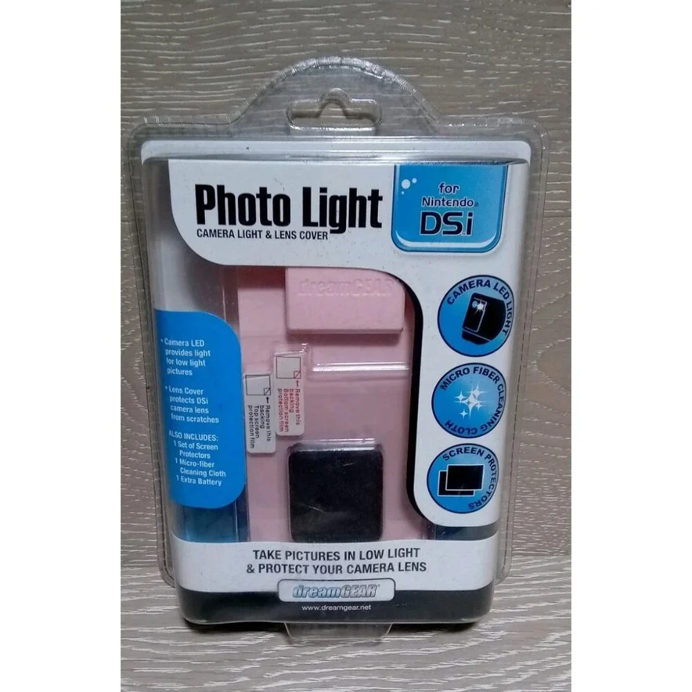 Dream Gear Pink Photo Light - Camera Light & Lens Cover Kit for Nintendo DSI